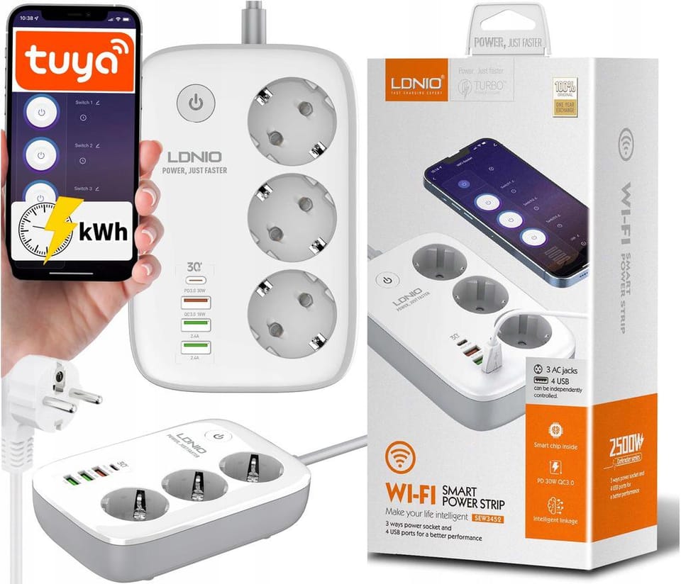 LDNIO listwa zasilająca SEW3452 WIFI 3xgn. 4xUSB