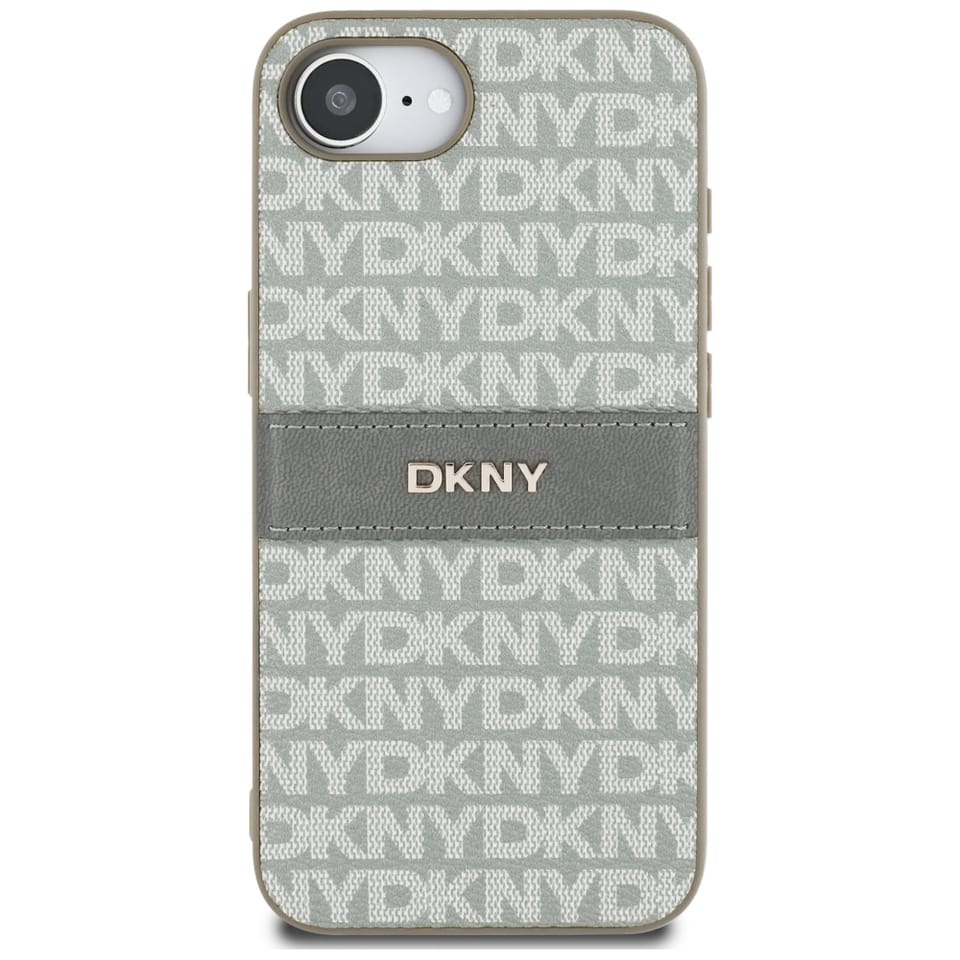 Etui DKNY Repeat Texture Pattern with    Tonal Stripe do iPhone 16e beżowy