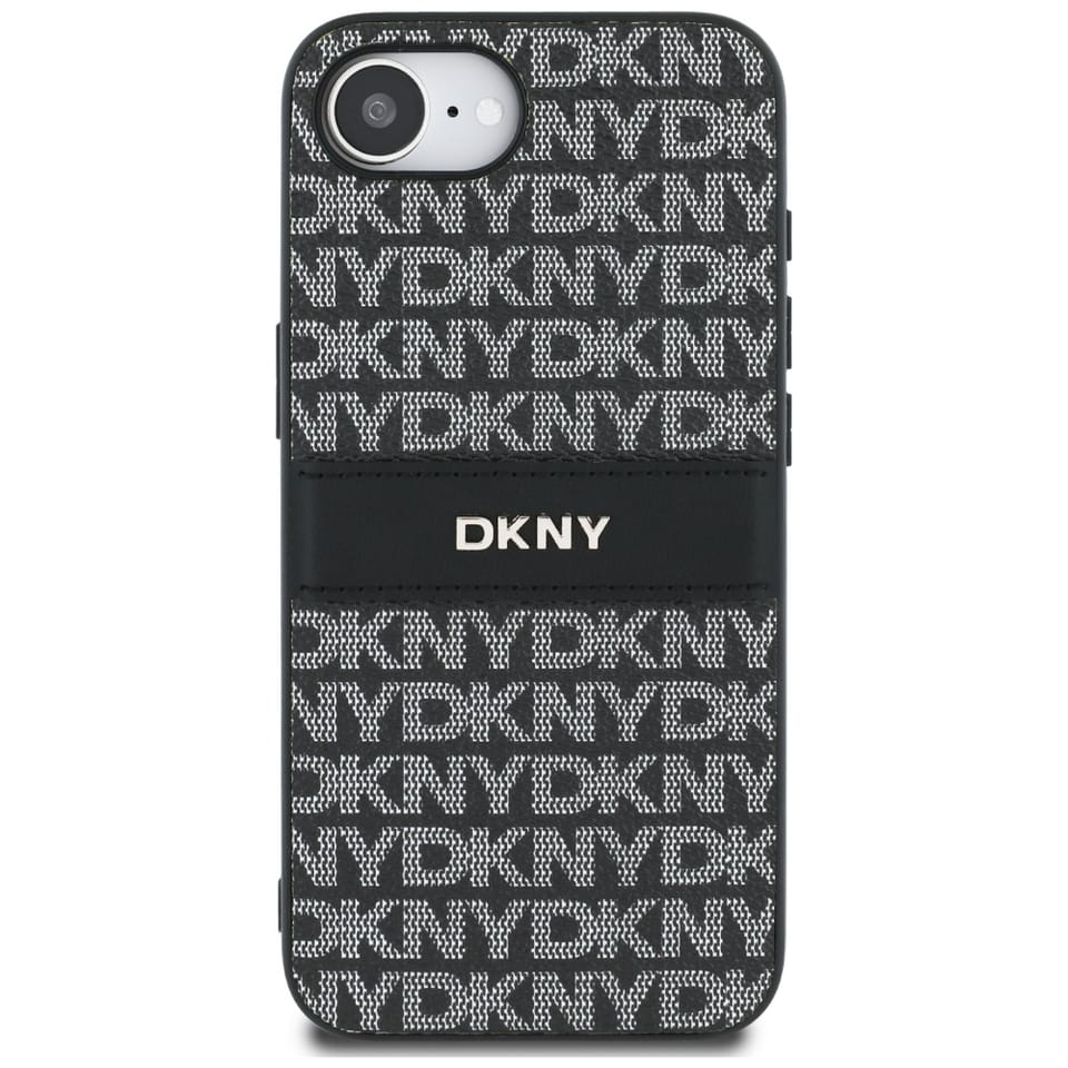 Etui DKNY Repeat Texture Pattern with    Tonal Stripe do iPhone 16e czarny
