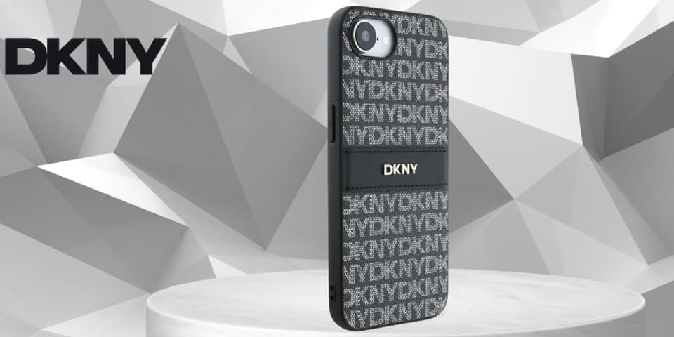 Etui DKNY Repeat Texture Pattern with    Tonal Stripe do iPhone 16e czarny