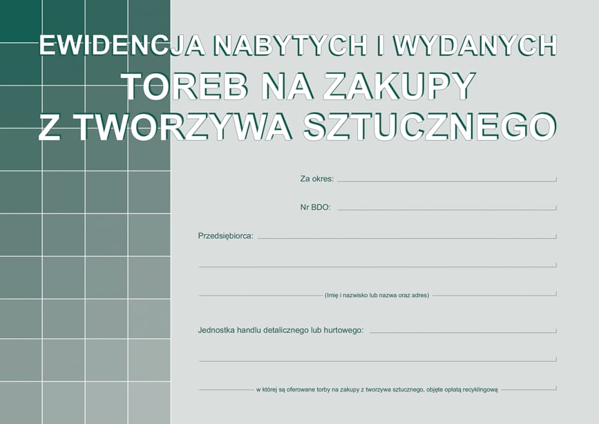 S-200-3 Ewidencja nabytych i wydanych toreb na zakupy z tworzywa sztucznego MICHALCZYK I PROKOP