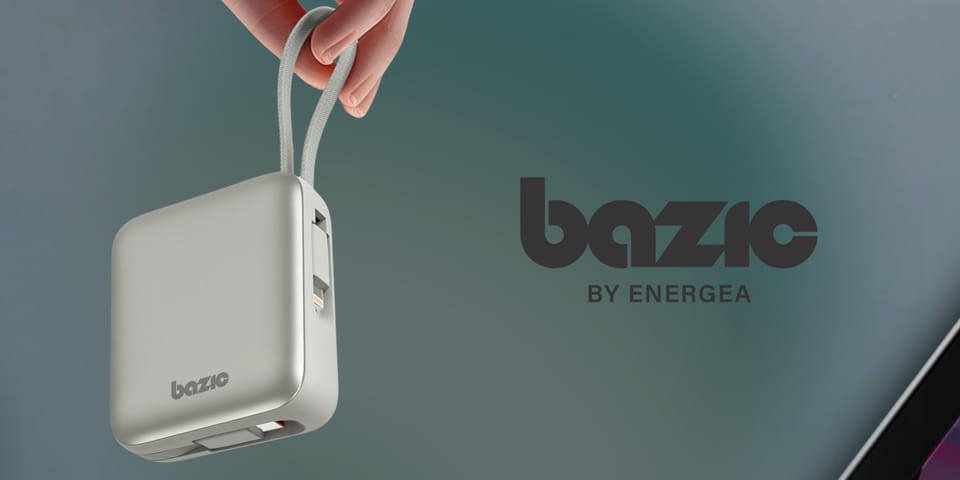 PowerBank 3w1 Bazic Fusion Mini 10000mAh kabel USB-C/Lightning szary