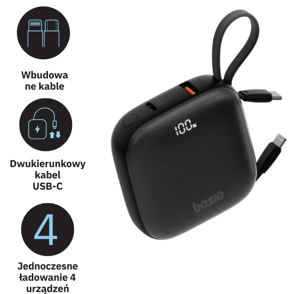 PowerBank 4w1 Bazic Fusion 10000mAh      PD20W USB-C/Lightning czarny