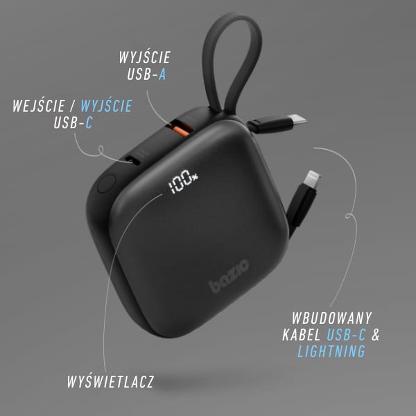 PowerBank 4w1 Bazic Fusion 10000mAh      PD20W USB-C/Lightning czarny
