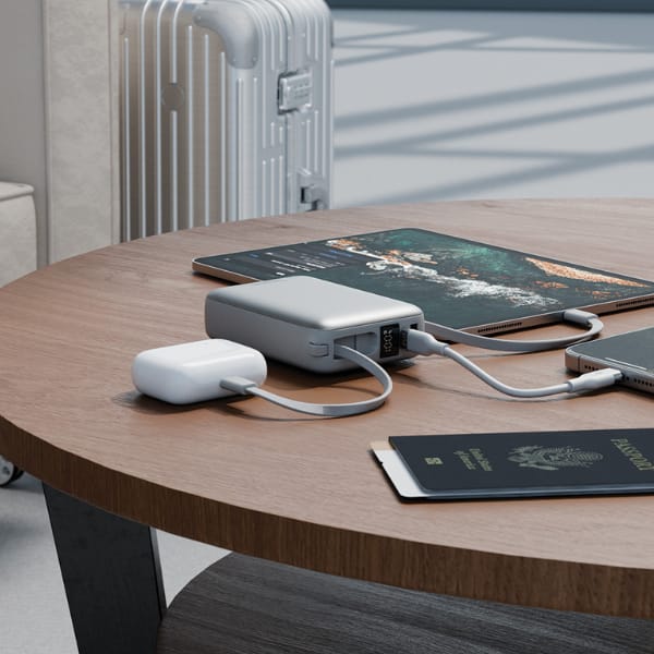 PowerBank 4w1 Bazic Fusion Mini 20000mAh kabel USB-C/Lightning szary