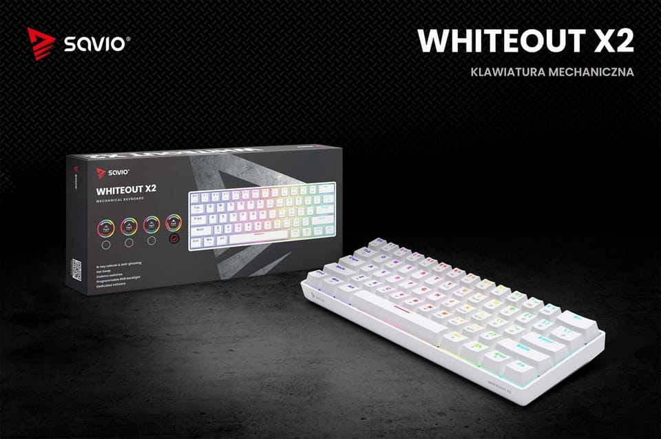 Klawiatura mechaniczna WHITEOUT X2 OUTEMU Peach Silent, Hot Swap