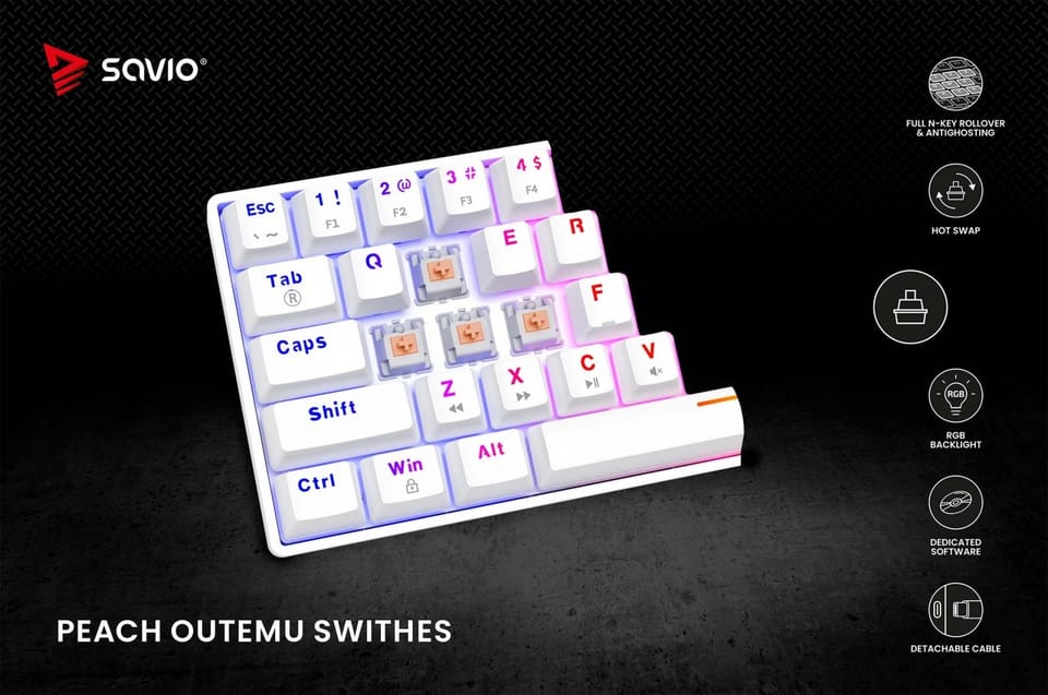 Keyboard Whiteout Peach SAVIO
