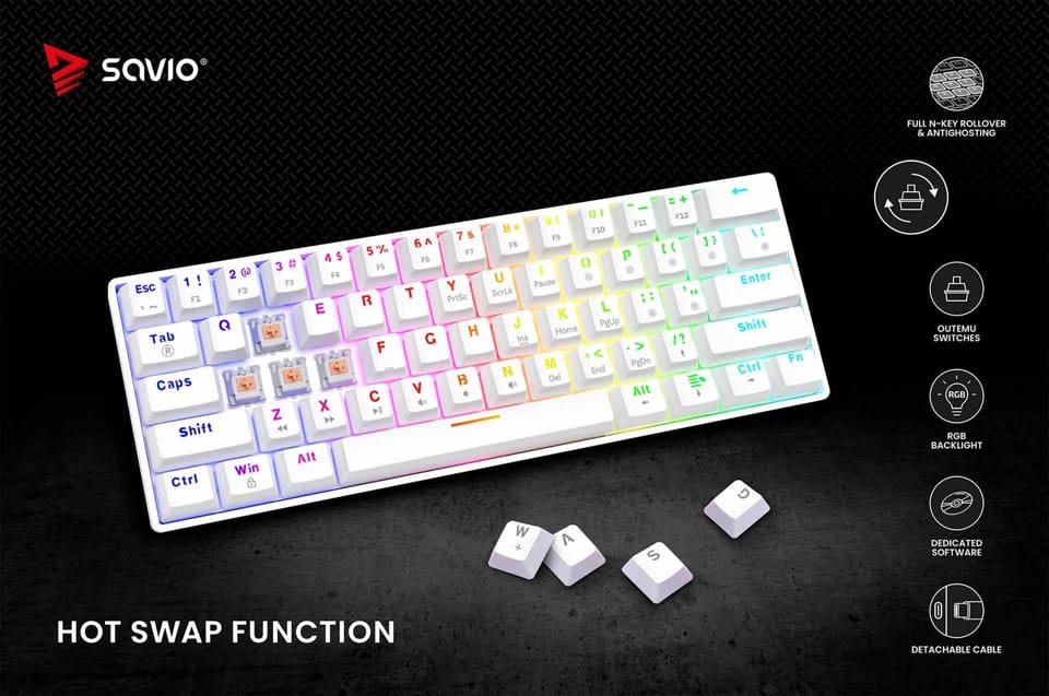 Keyboard Whiteout Peach SAVIO