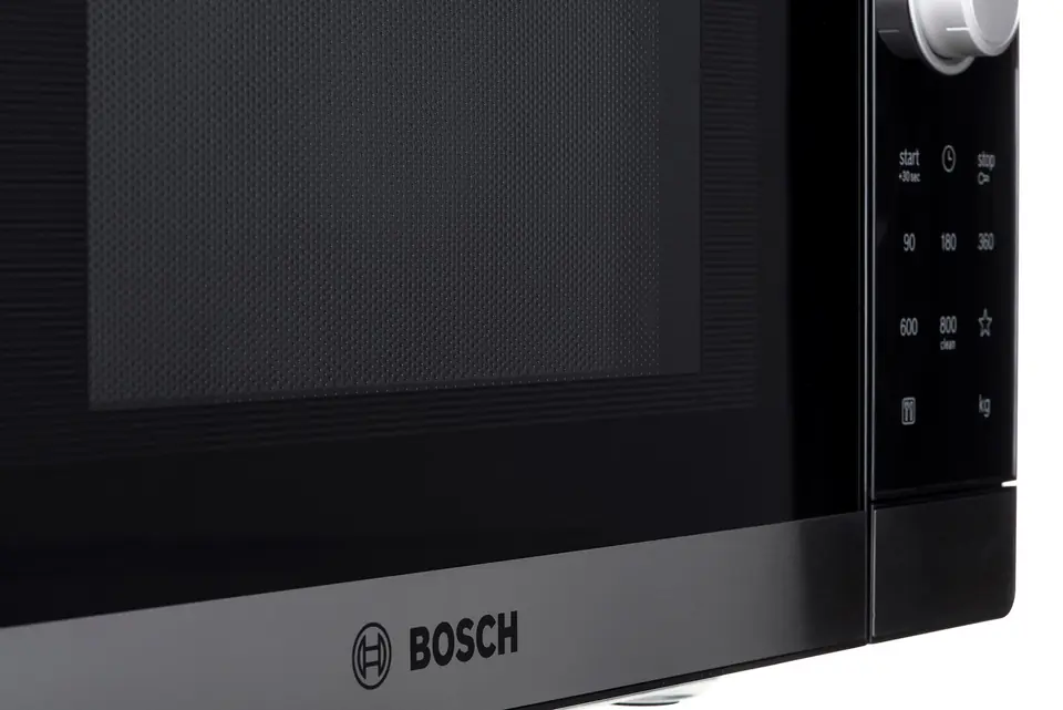 Microondas Bosch FEL023MS2 | 20L | 800W | 1000W Grill | Antihuellas |  Negro-Inox | Serie 2