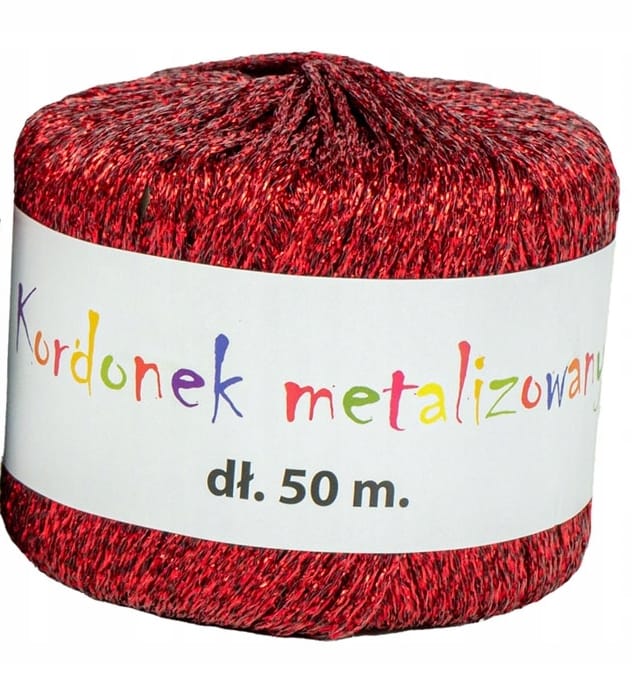 Kordonek metalizowany 2mmx50m czerwony KOB-04 ALIGA