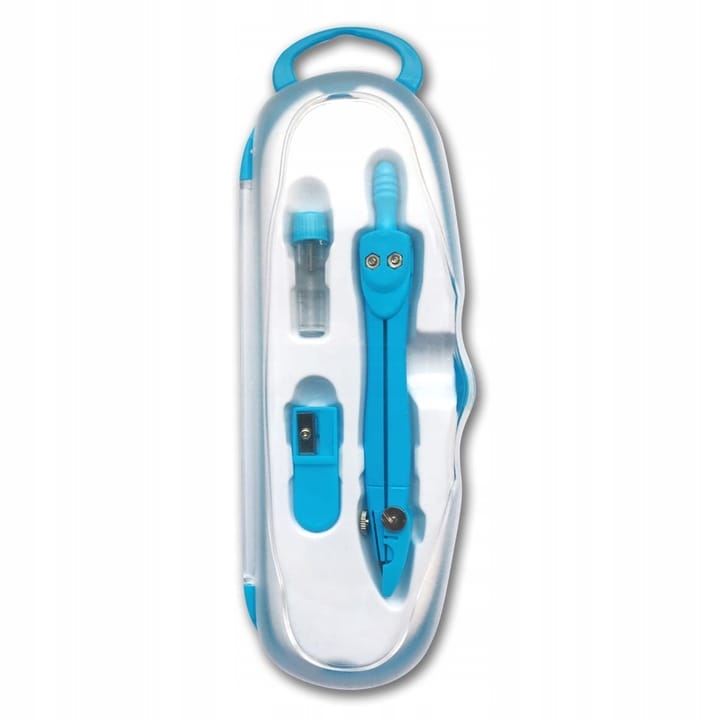 Cyrkiel szkolny z grafitem 2mm ( grafity +temperówka) PC-101 niebieski w etui TT7633 PENMATE