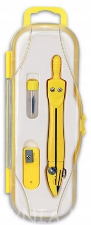 Cyrkiel szkolny z grafitem 2mm ( grafity +temperówka) PC-101 żółty w etui TT7632 PENMATE