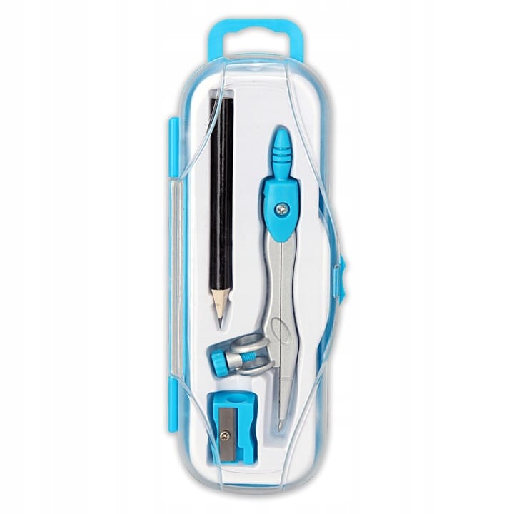 Cyrkiel szkolny z ołówkiem + temperówka w etui PC-102 niebieski TT7637 PENMATE