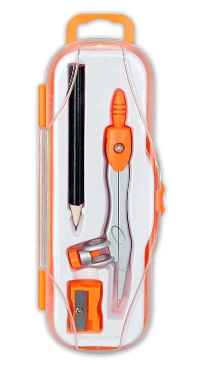 Cyrkiel szkolny z ołówkiem + temperówka w etui PC-102 pomarańczowy TT7636 PENMATE