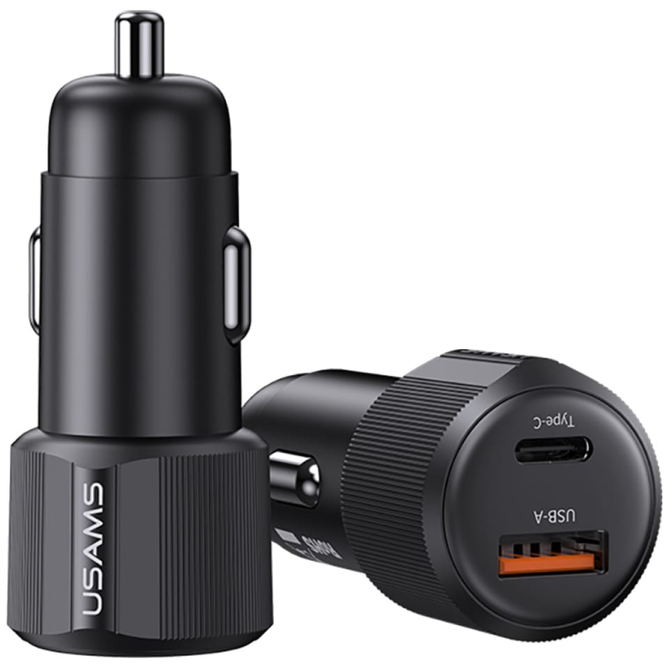 Ładowarka samochodowa USAMS YT Series    CC283 60W 1xUSB-A 1xUSB-C czarny
