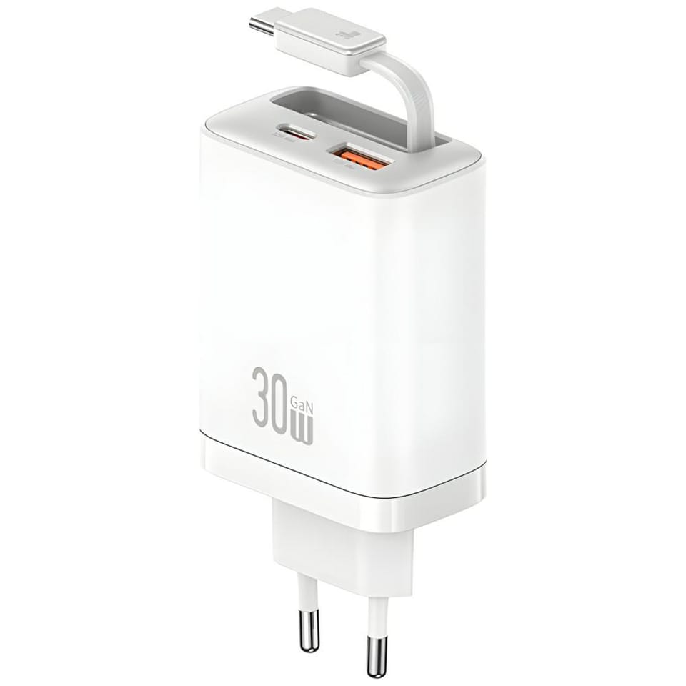 Ładowarka sieciowa USAMS Xiang Series    CC296 30W 1xUSB-C 1xUSB-A + kabel USB-C biały