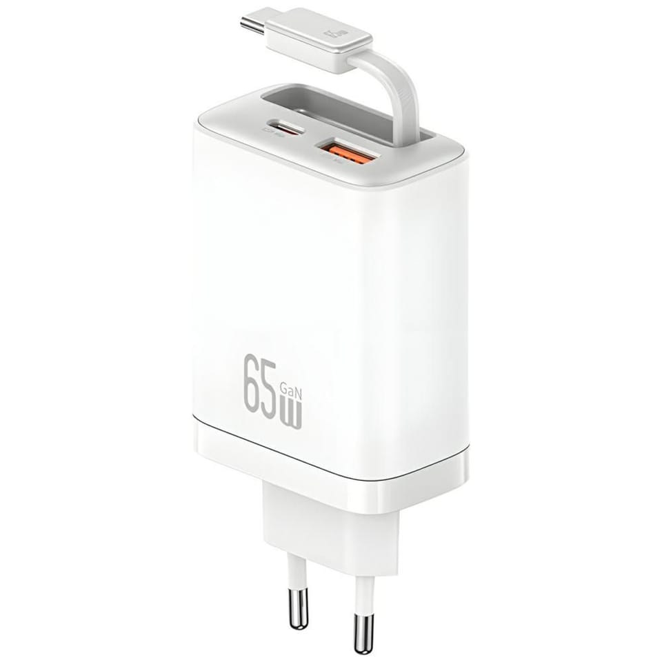 Ładowarka sieciowa USAMS Xiang Series    CC299 65W 1xUSB-C 1xUSB-A + kabel USB-C biały