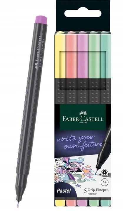 Cienkopisy GRIP 5 kolorów pastelowych 151602 FABER-CASTELL