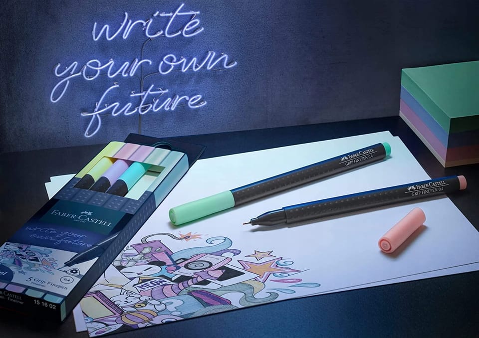Cienkopisy GRIP 5 kolorów pastelowych 151602 FABER-CASTELL