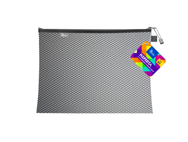 Koperta B5 z suwakiem metalowym CZARNA BT608-V TETIS
