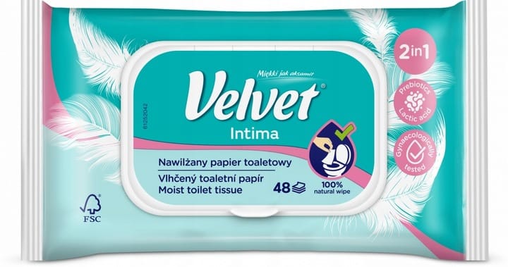 Papier toaletowy VELVET (48 listków) nawilżany Intima
