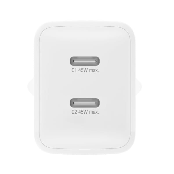 Ładowarka sieciowa 4smarts PDPlug Dual   45W GaN 2xUSB-C biała