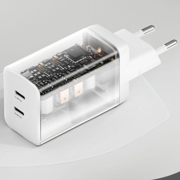 Ładowarka sieciowa 4smarts PDPlug Dual   45W GaN 2xUSB-C biała