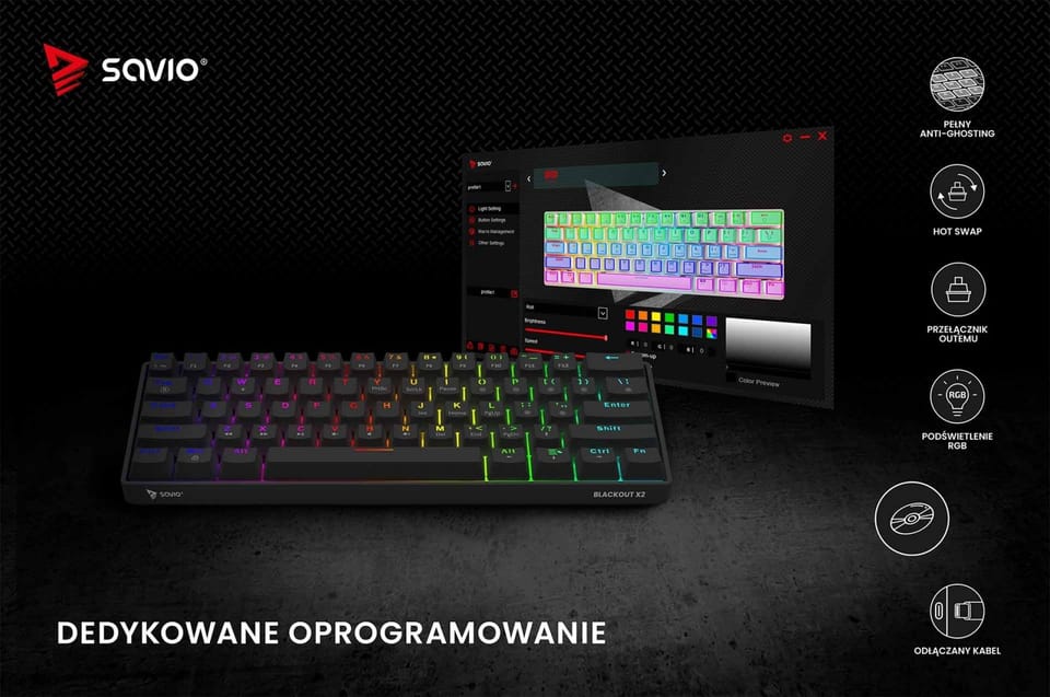 Klawiatura mechaniczna BLACKOUT X2  OUTEMU Red, Hot Swap