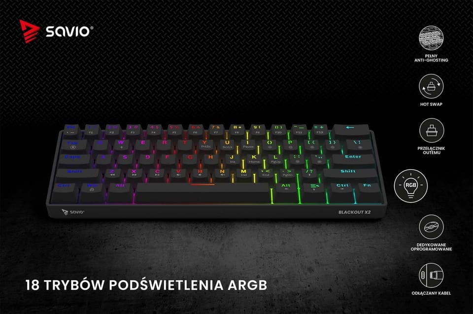 Klawiatura mechaniczna BLACKOUT X2  OUTEMU Red, Hot Swap