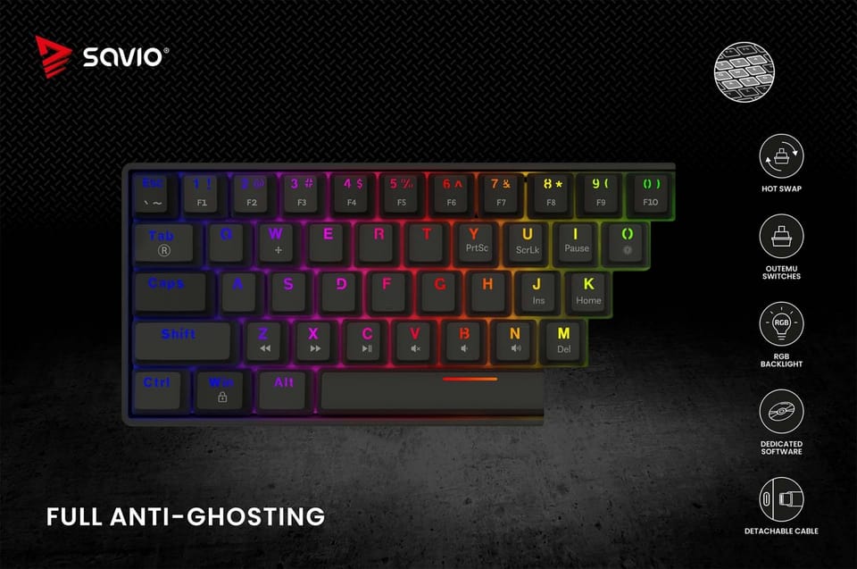 Mechanical keyboard BLACKOUT X2 OUTEMU Blue, Hot Swap