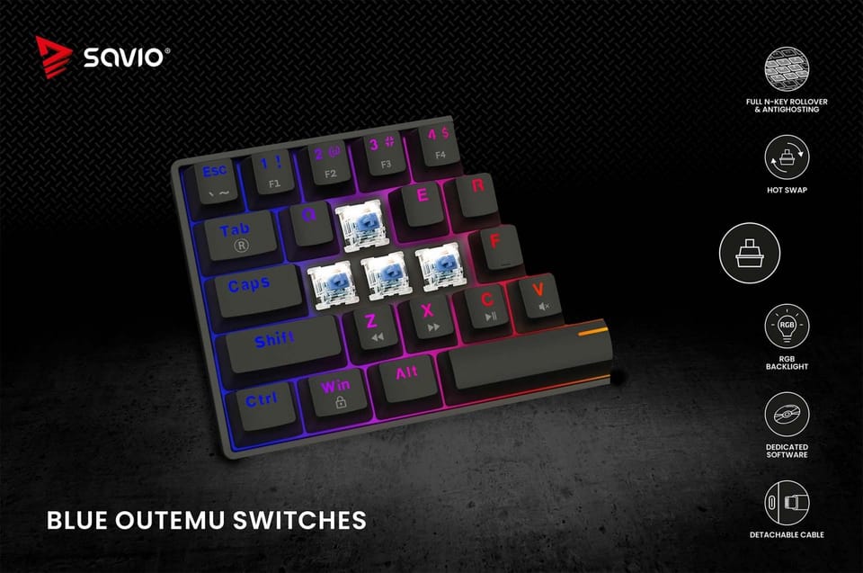 Mechanical keyboard BLACKOUT X2 OUTEMU Blue, Hot Swap