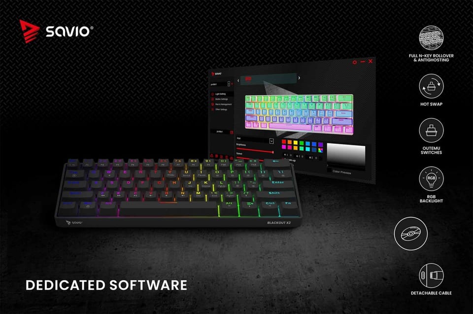 Mechanical keyboard BLACKOUT X2 OUTEMU Blue, Hot Swap