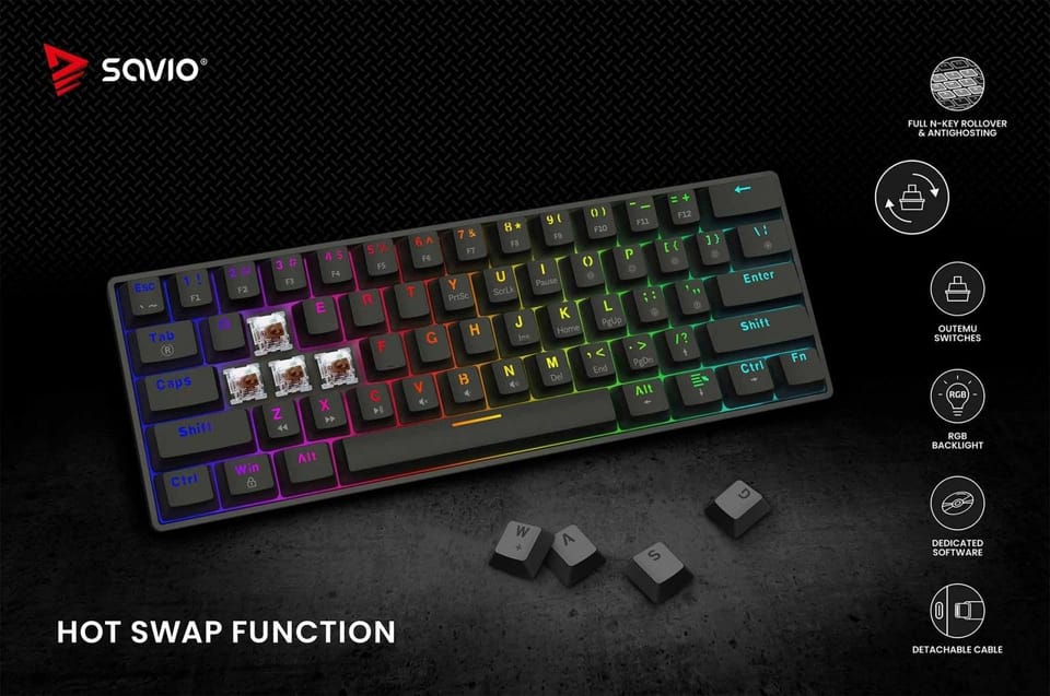 Mechanical keyboard BLACKOUT X2 OUTEMU Brown, Hot Swap