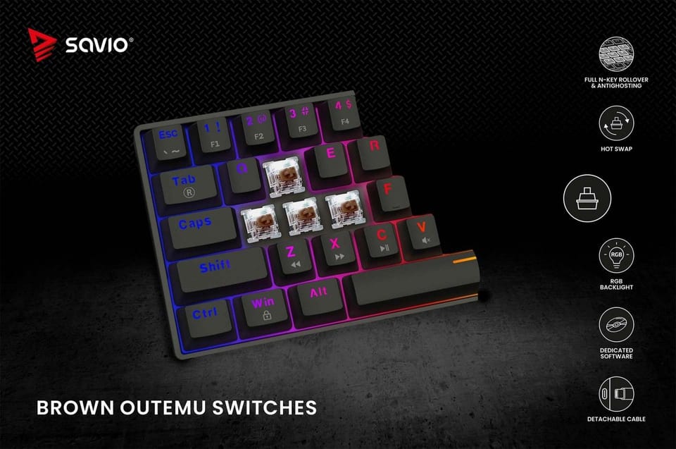 Mechanical keyboard BLACKOUT X2 OUTEMU Brown, Hot Swap