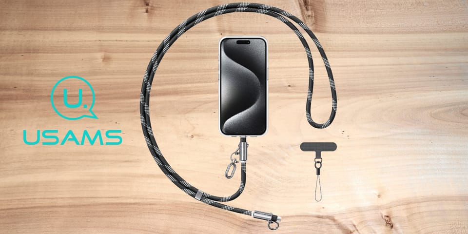 Smycz do telefonu z kablem do ładowania  Usams SJ745 60W USB-C do USB-C 1.2m czarny