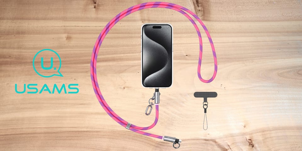 Smycz do telefonu z kablem do ładowania  Usams SJ746 30W USB-C do Lightning 1.2m różowy