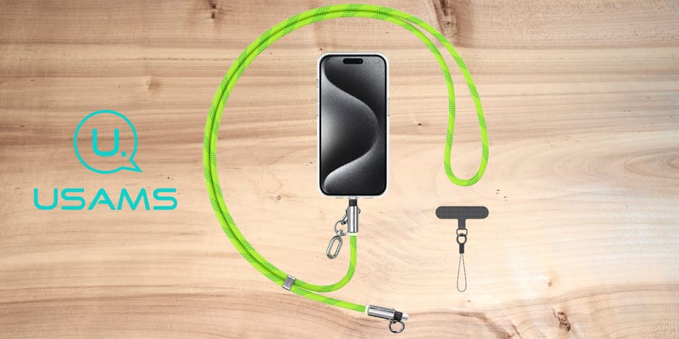 Smycz do telefonu z kablem do ładowania  Usams SJ746 30W USB-C do Lightning 1.2m zielony