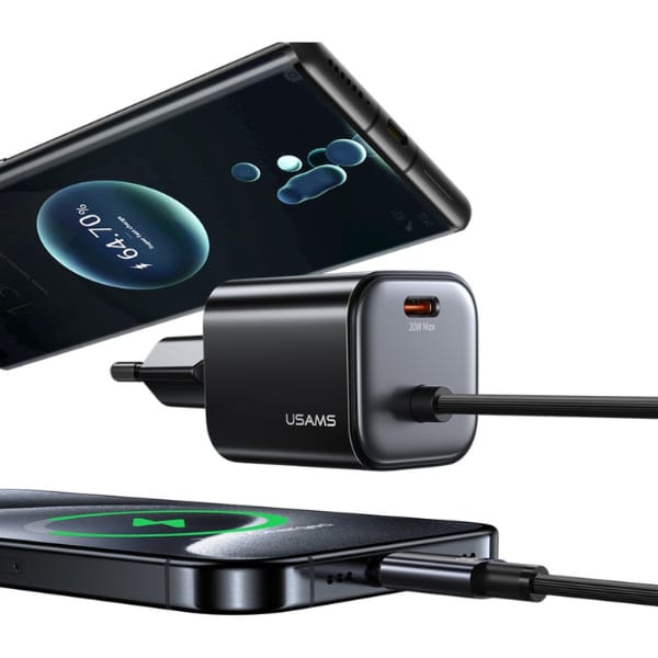 Ładowarka sieciowa USAMS JC Series CC261 20W GaN Mini Fast Charger 2xUSB-C czarny