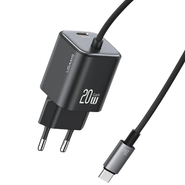 Ładowarka sieciowa USAMS JC Series CC261 20W GaN Mini Fast Charger 2xUSB-C czarny