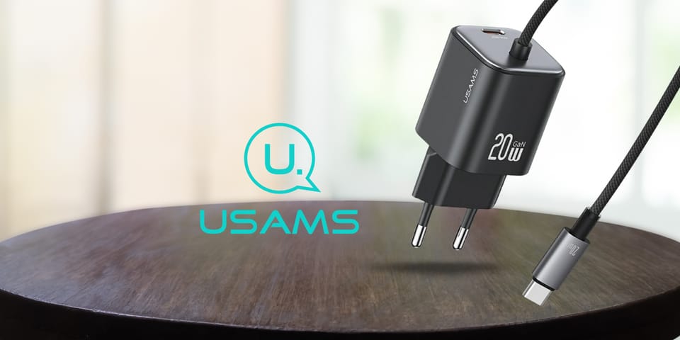 Ładowarka sieciowa USAMS JC Series CC261 20W GaN Mini Fast Charger 2xUSB-C czarny