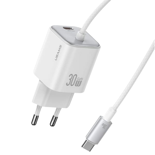 Ładowarka sieciowa USAMS JC Series CC264 30W GaN Mini Fast Charge 2xUSB-C biały