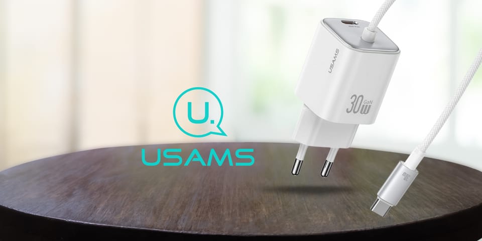 Ładowarka sieciowa USAMS JC Series CC264 30W GaN Mini Fast Charge 2xUSB-C biały