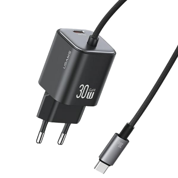 Ładowarka sieciowa USAMS JC Series CC264 30W GaN Mini Fast Charger 2xUSB-C czarny