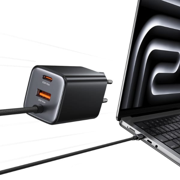 Ładowarka sieciowa USAMS JC Series CC266 65W GaN Fast Charger 2xUSB-C 1xUSB-A czarny