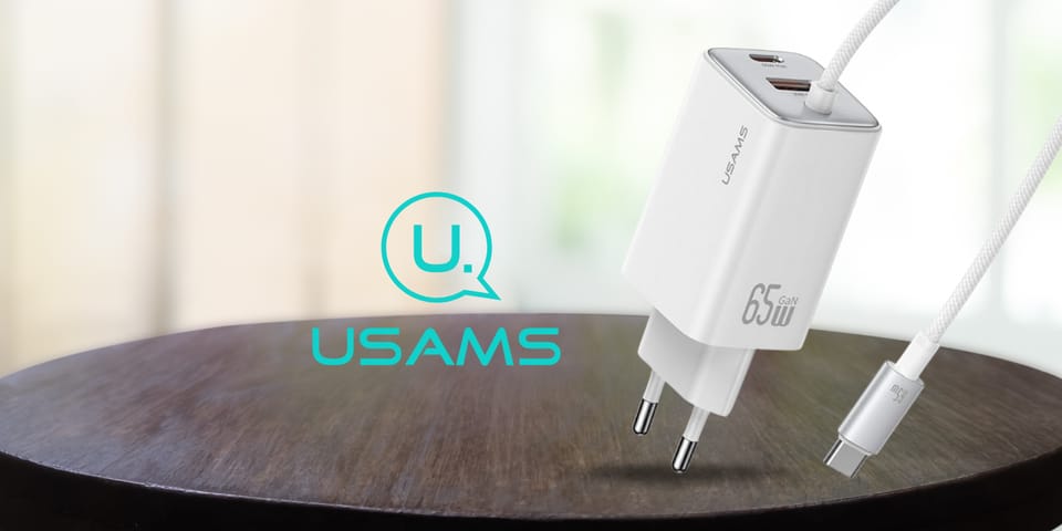 Ładowarka sieciowa USAMS JC Series CC266 65W GaN Fast Charger 2xUSB-C 1xUSB-A biały