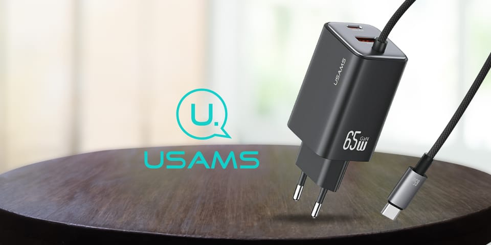 Ładowarka sieciowa USAMS JC Series CC266 65W GaN Fast Charger 2xUSB-C 1xUSB-A czarny