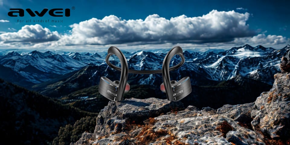 Słuchawki bezprzewodowe AWEI E1BL        Bluetooth sportowe czarny