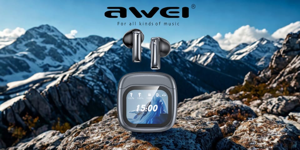 Słuchawki bezprzewodowe AWEI TP100 ENC   Bluetooth 5.4 TWS + stacja dokująca czarny