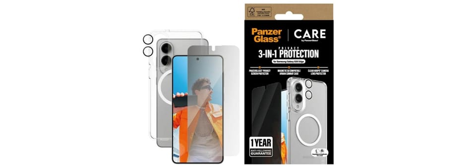Zestaw ochronny CARE by PanzerGlass      Flagship 3w1 Etui+Szkło Prywatyzujące+Lens do Samsung Galaxy S25 Edge