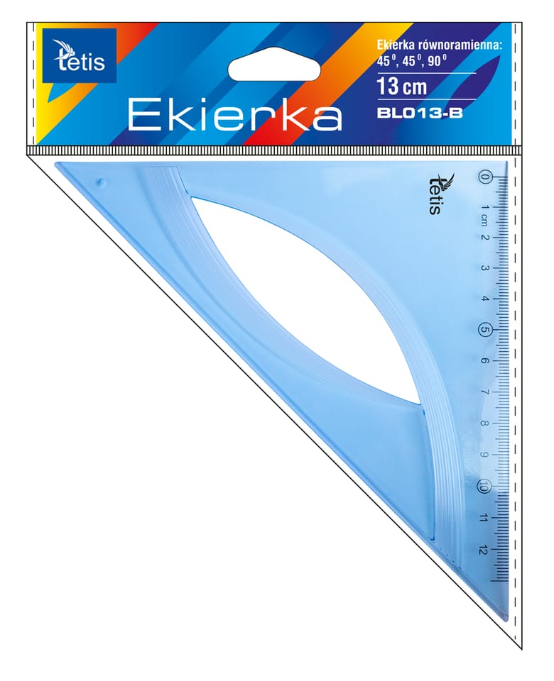 Ekierka równoramienna 13cm NIEBIESKA BL013-B TETIS
